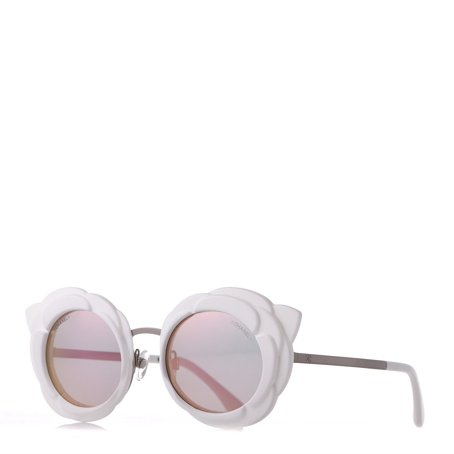 Chanel Round Camellia Sunglasses 71198 White 1 of 10