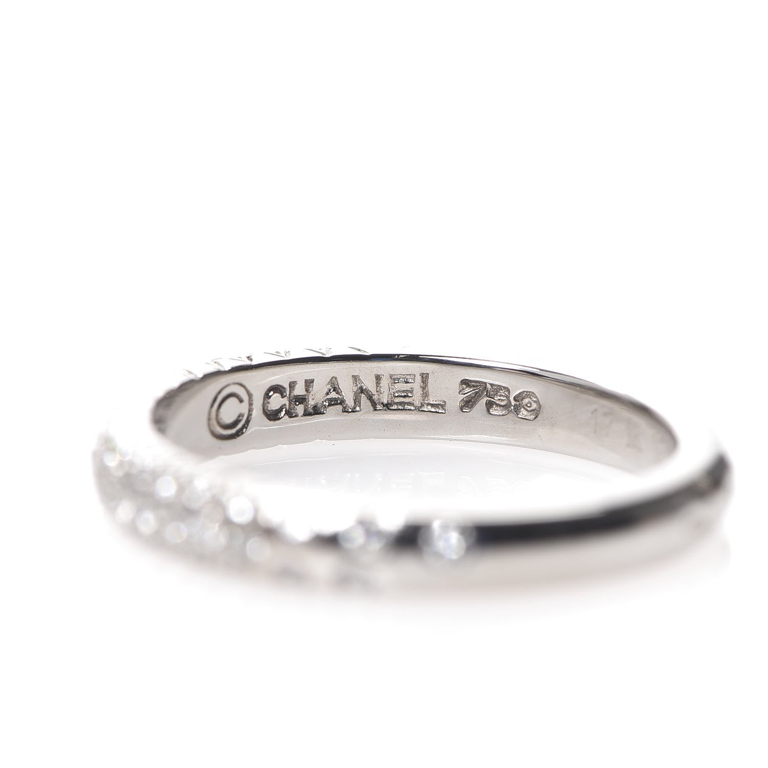 Chanel 18K White Gold Diamond Band Ring 51 5.75 3 of 5