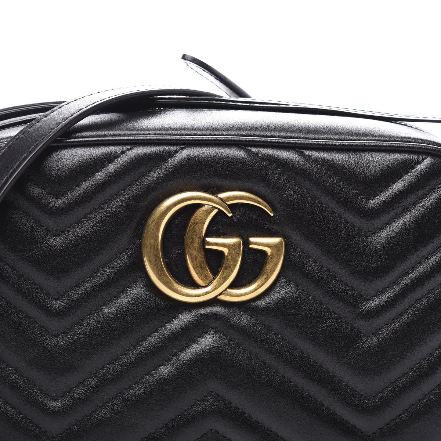 Calfskin Matelasse Small GG Marmont Chain Shoulder Bag Black