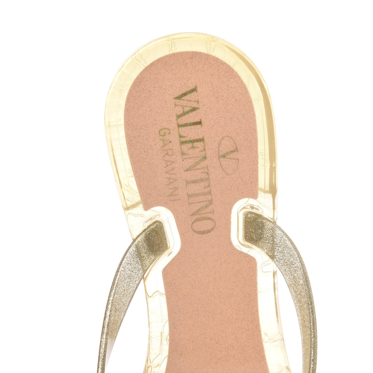 PVC Jelly Glitter Rockstud Bow Thong Sandals 36 Oro
