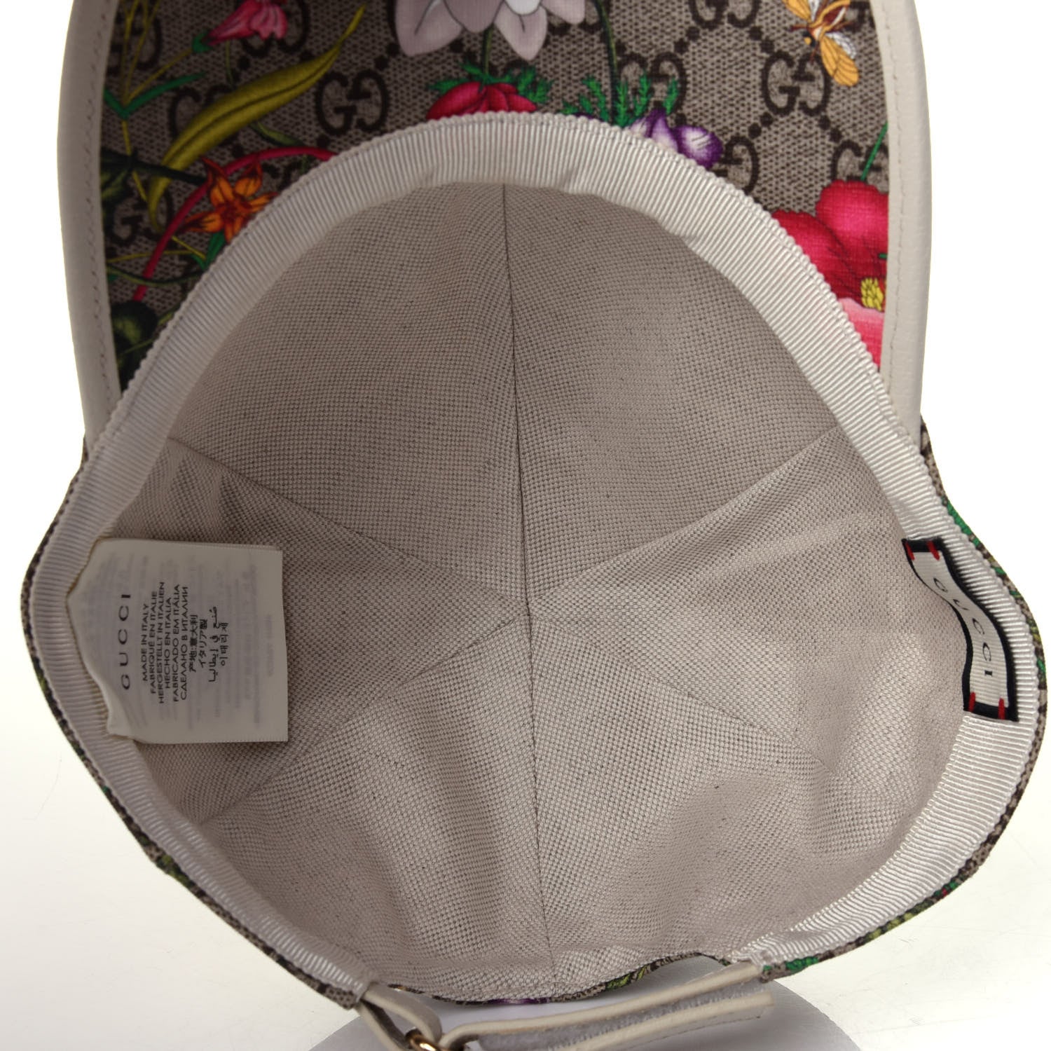 Gucci GG Supreme Flora Claudia Baseball Hat 56 S White 4 of 7
