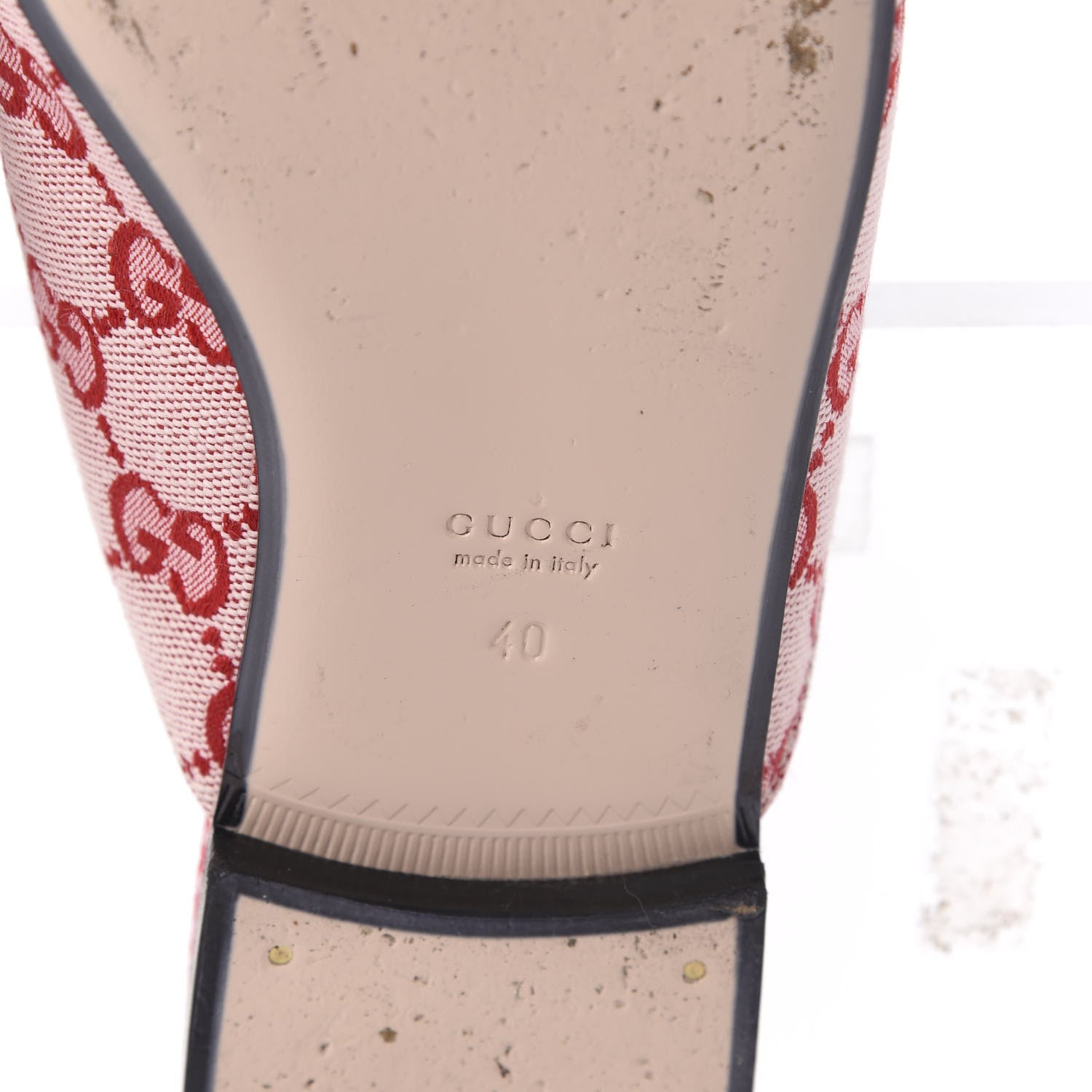 Gucci Canvas GG Monogram Horsebit Womens Princetown Slippers 40 Gardenia Hibiscus Red 6 of 9