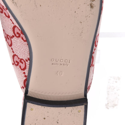 Gucci Canvas GG Monogram Horsebit Womens Princetown Slippers 40 Gardenia Hibiscus Red 6 of 9