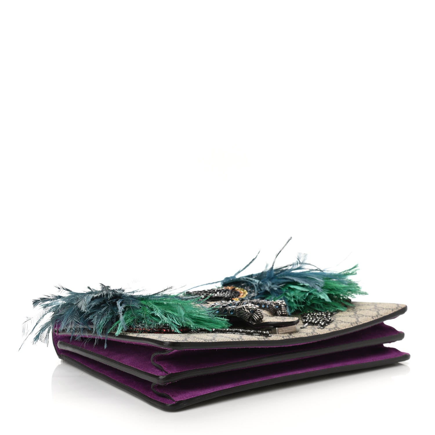 Gucci GG Supreme Monogram Feather Embroidered Medium Dionysus Parrot Shoulder Bag Beige Multicolor 4 of 12