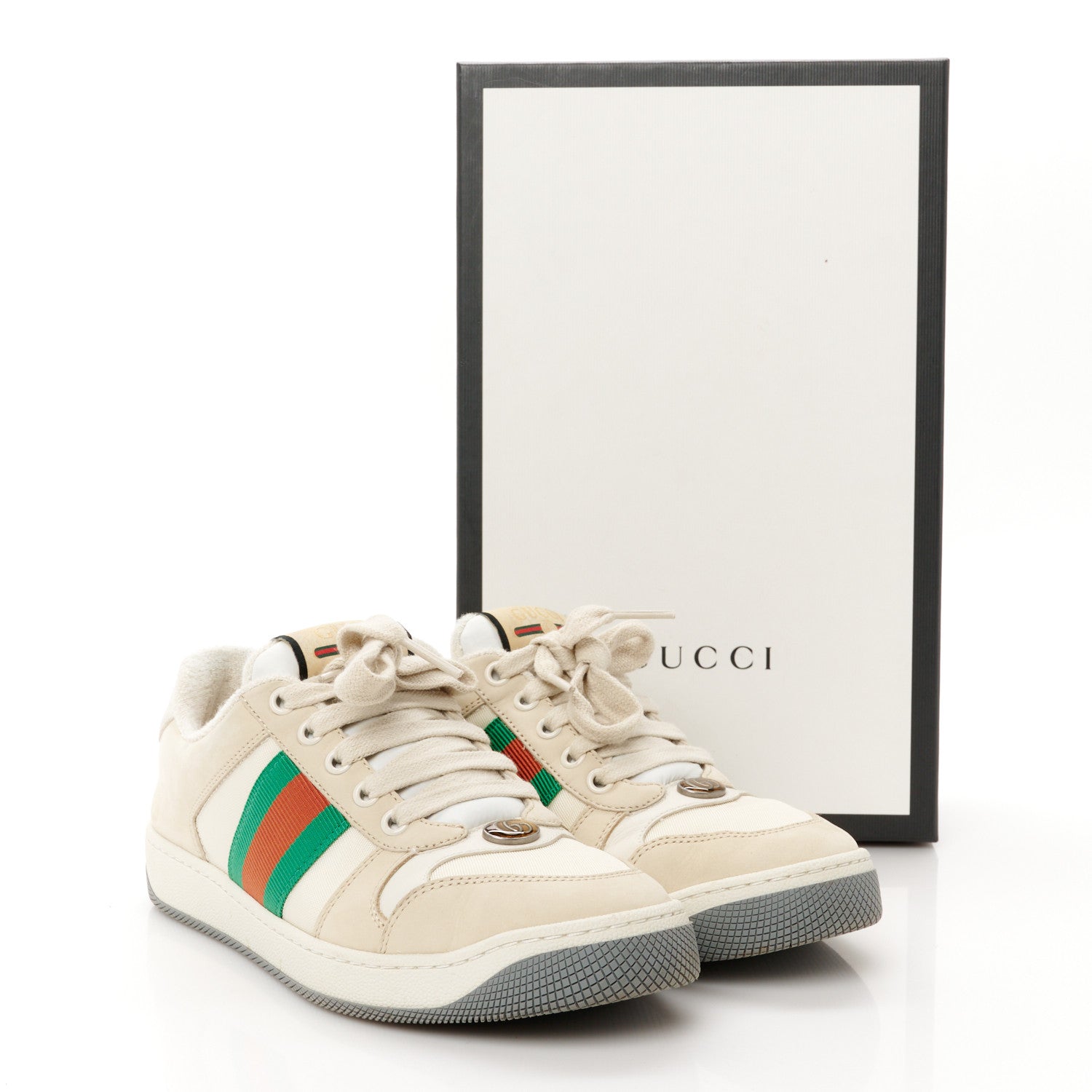 Gucci Nylon Nubuck Web Womens Screener Sneakers 36 Mystic White Dusty Milk 10 of 10