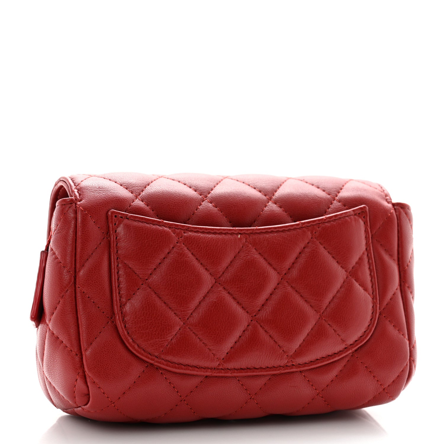 Chanel Lambskin Quilted Flap Cosmetic Case Red 3 of 9
