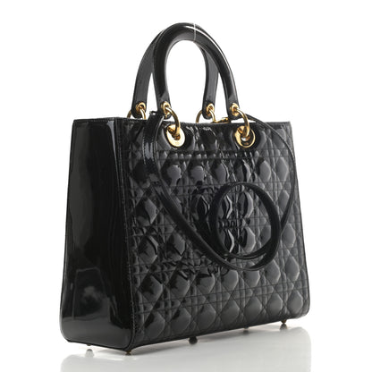 Christian Dior Patent Cannage Large Lady Dior Black 3 of 12