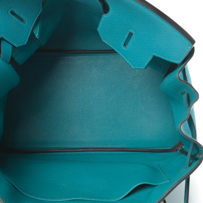 Hermes Taurillon Clemence Birkin 35 Turquoise 5 of 15