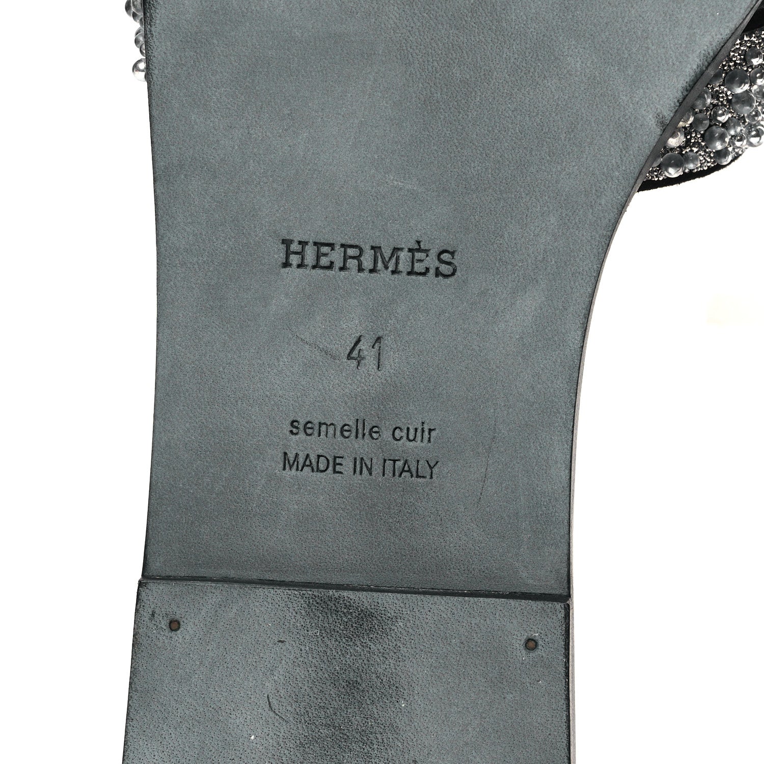 Hermes Velvet Goatskin Crystal Beads Oran Sandals 41 Gris Argente 6 of 8