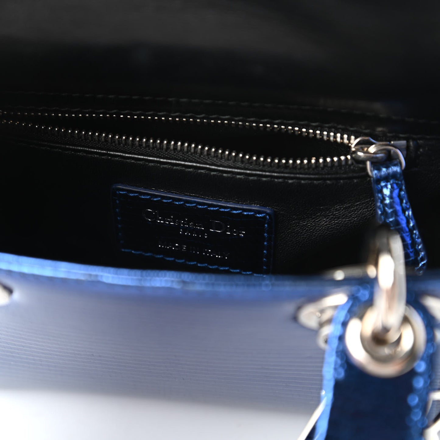 Metallic Lizard Mini Lady Dior Blue