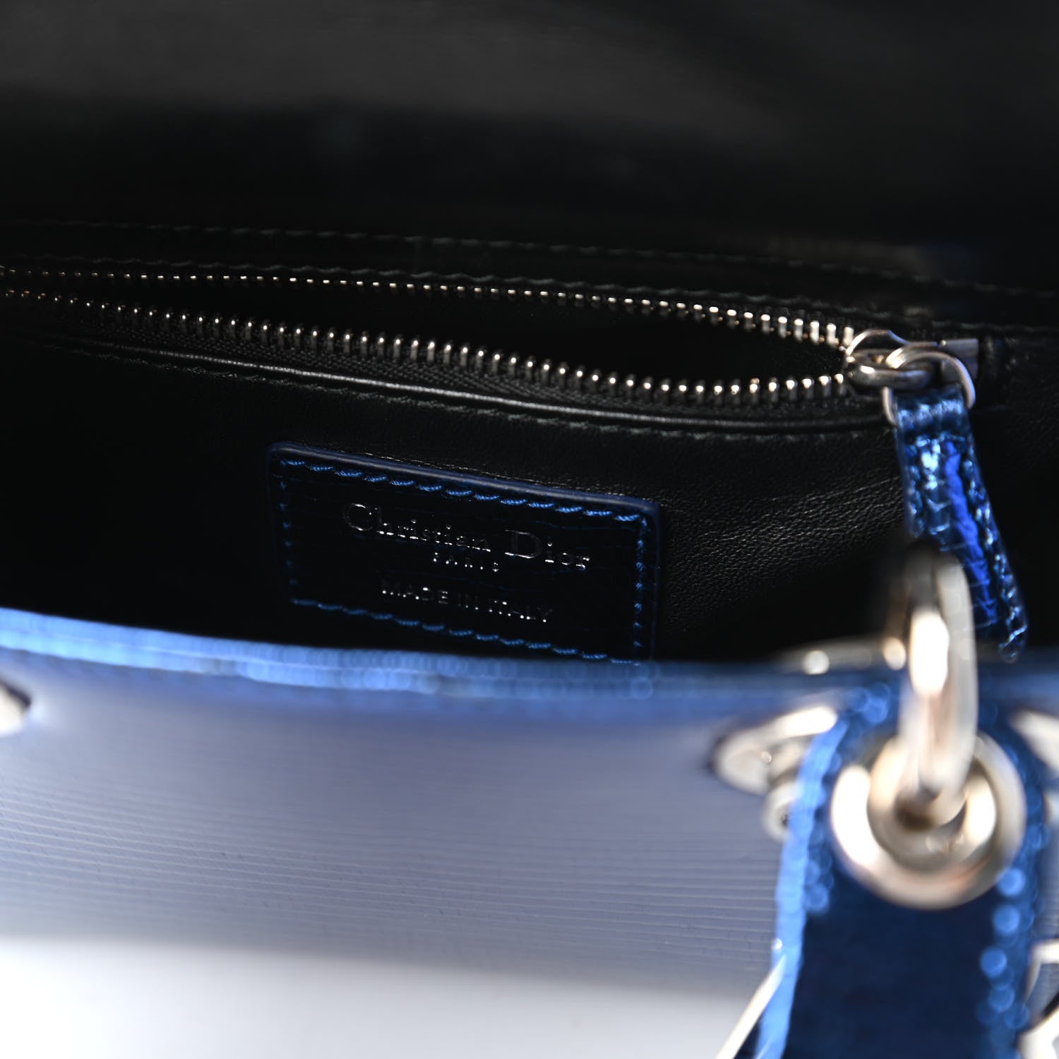 Christian Dior Metallic Lizard Mini Lady Dior Blue 8 of 10