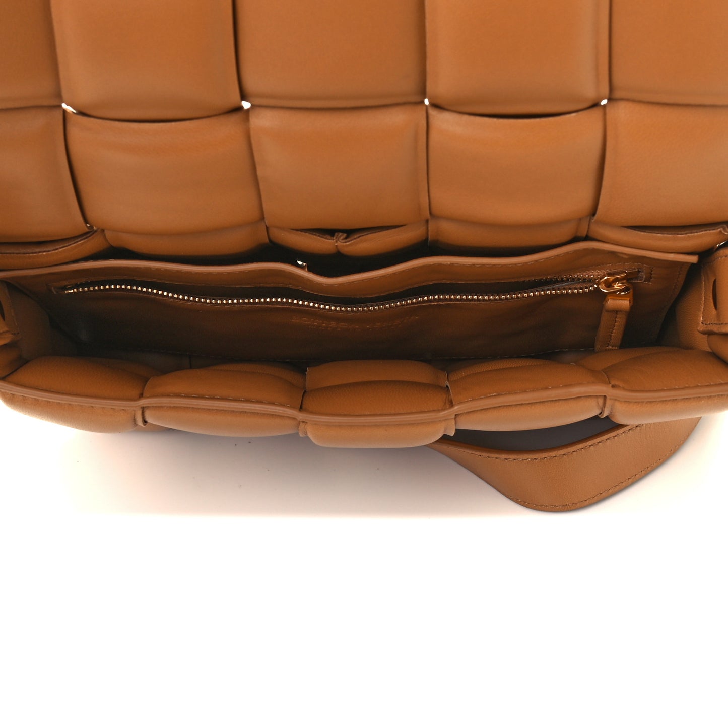 Nappa Maxi Intreccio Padded Cassette Crossbody Bag Caramel