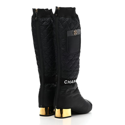 Chanel Mixed Fibers Lambskin Patent Calfskin Convertible High Boot 39 Black 4 of 17