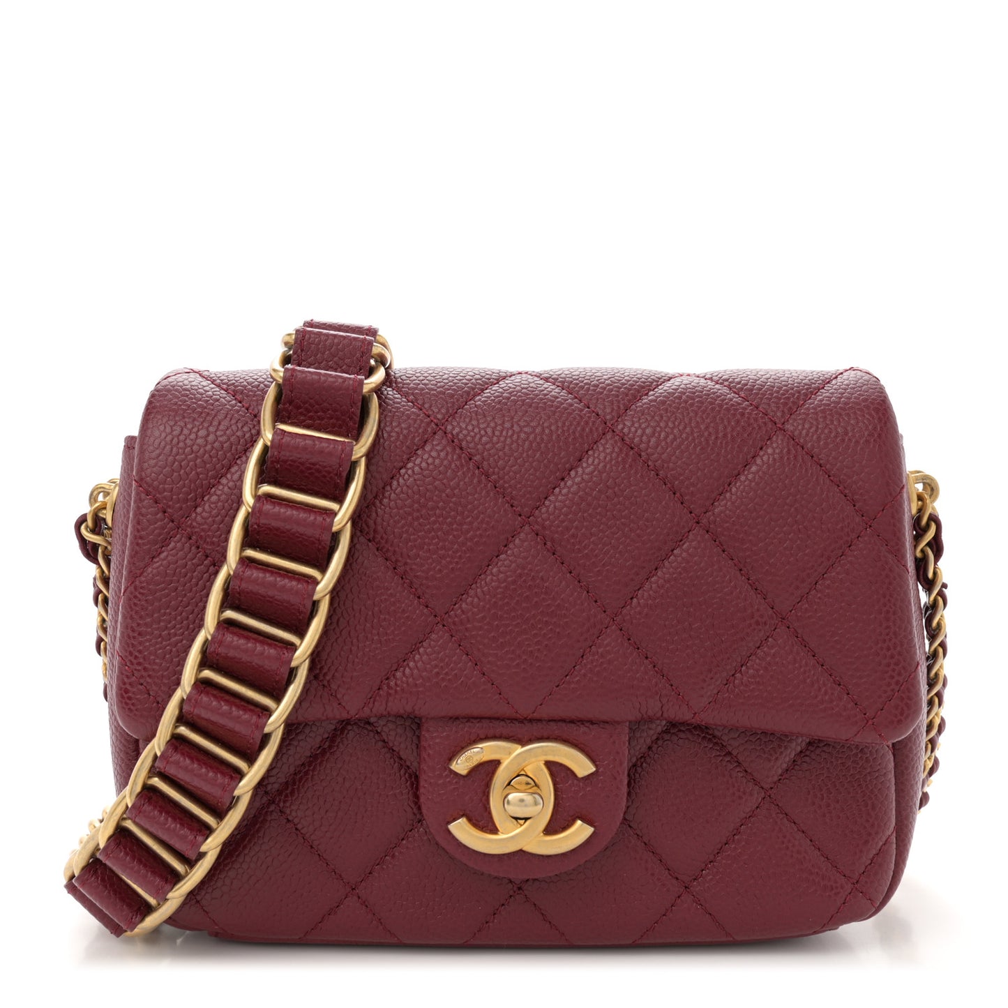 Caviar Quilted Mini Chain Soul Flap Burgundy
