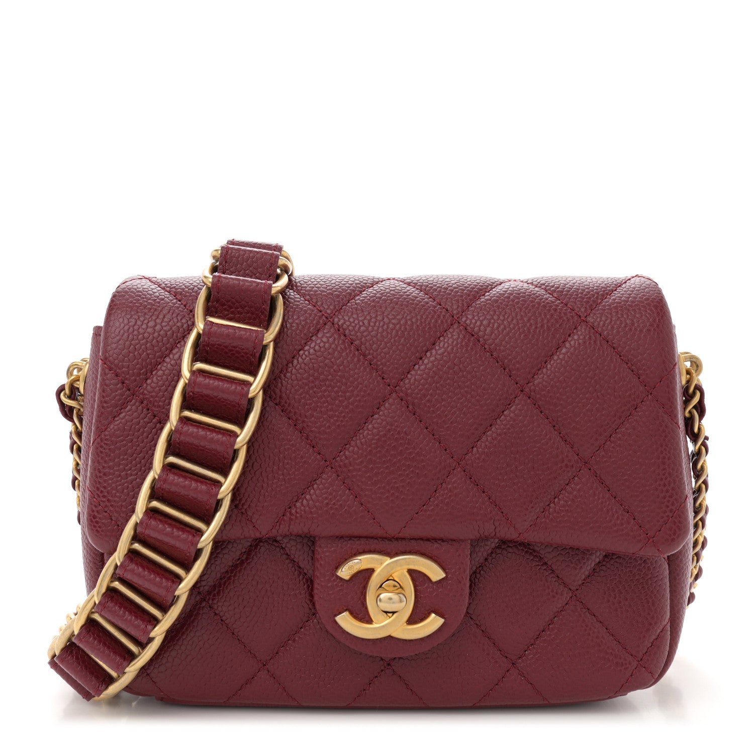 Chanel Caviar Quilted Mini Chain Soul Flap Burgundy 1 of 10