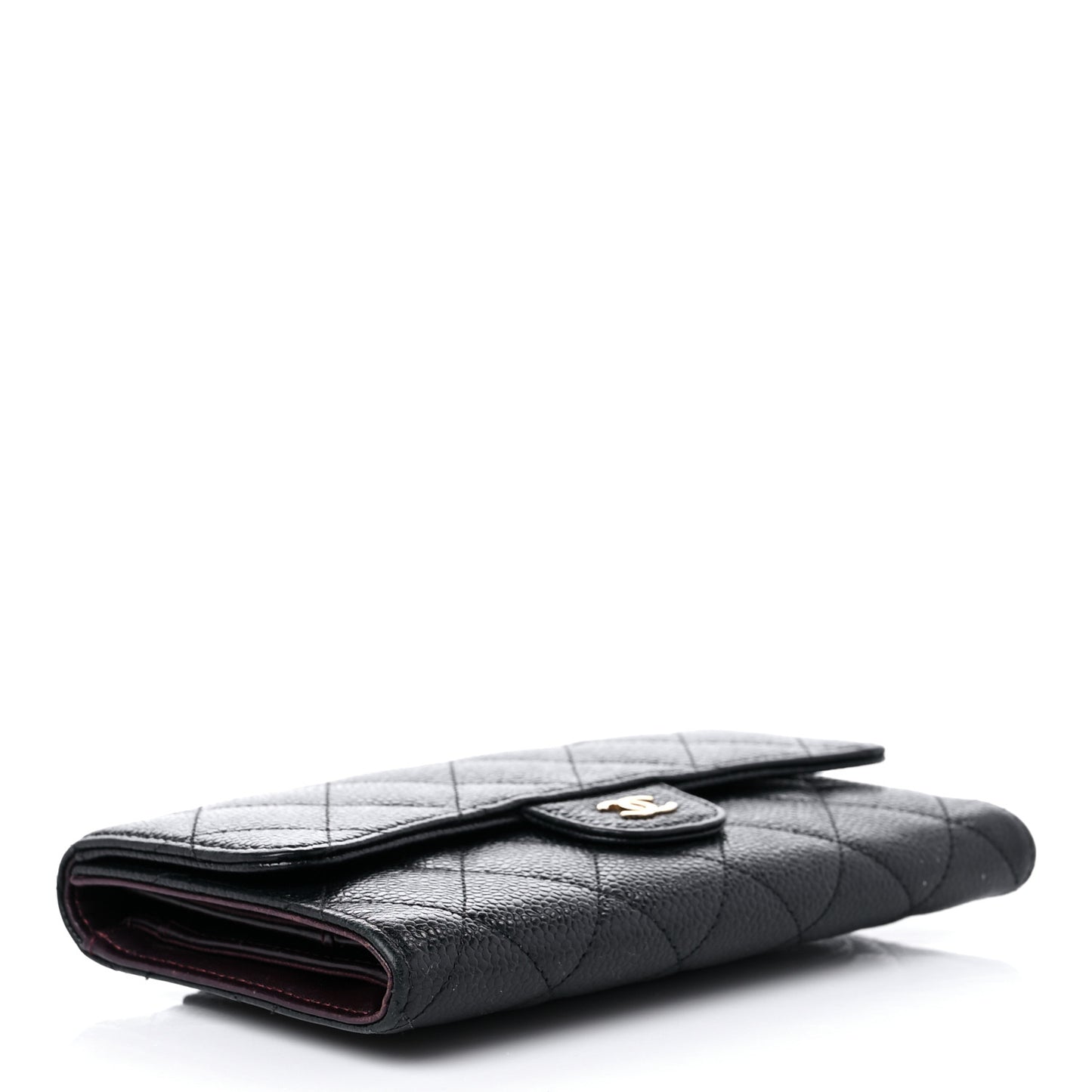 Caviar Quilted Large Flap Wallet Black