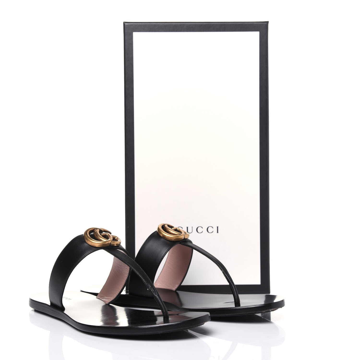Gucci Calfskin GG Marmont Thong Sandals 38 Black 15 of 15