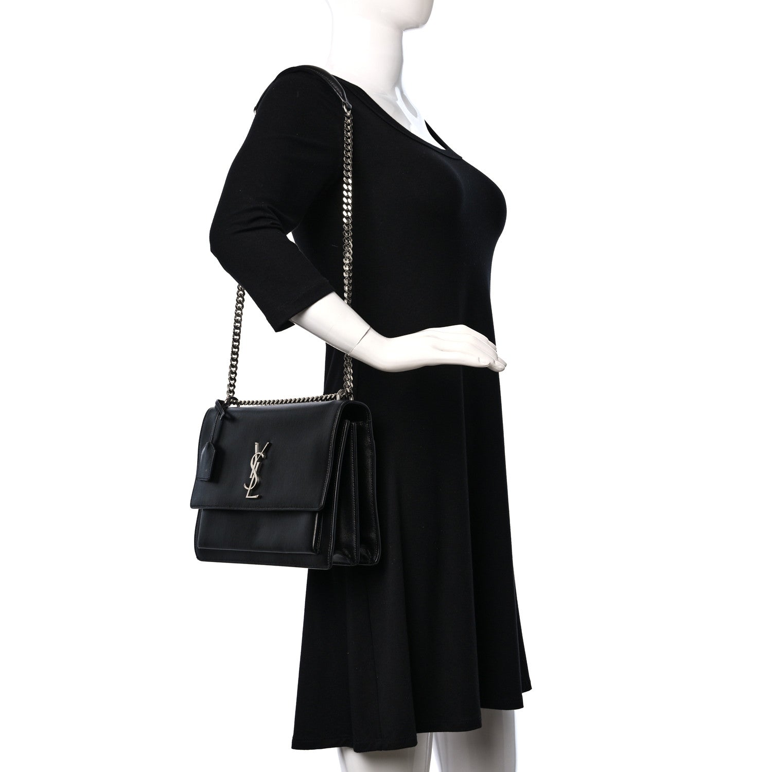 Saint Laurent Calfskin Medium Monogram Sunset Black 2 of 10