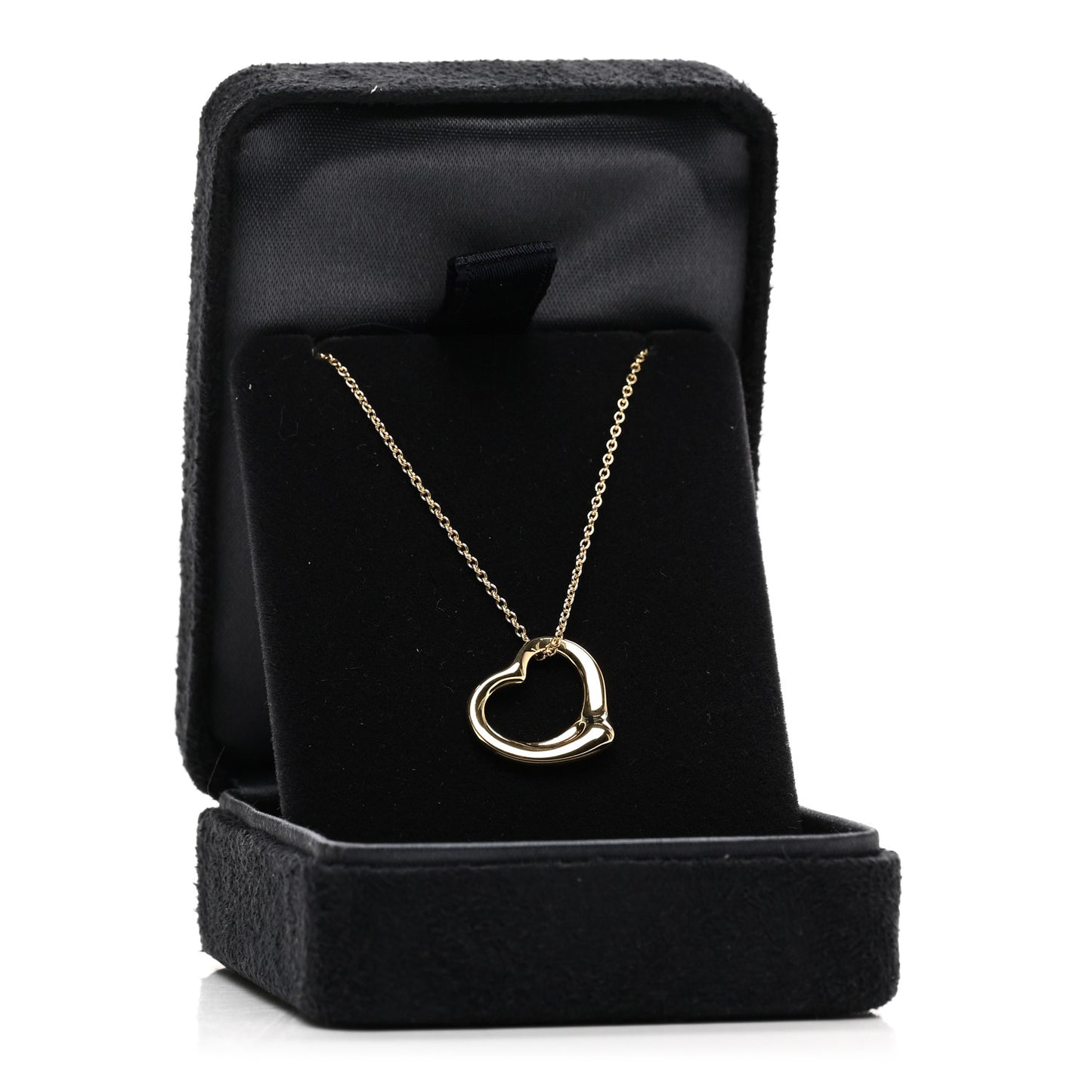 18K Yellow Gold 16mm Elsa Peretti Open Heart Pendant Necklace