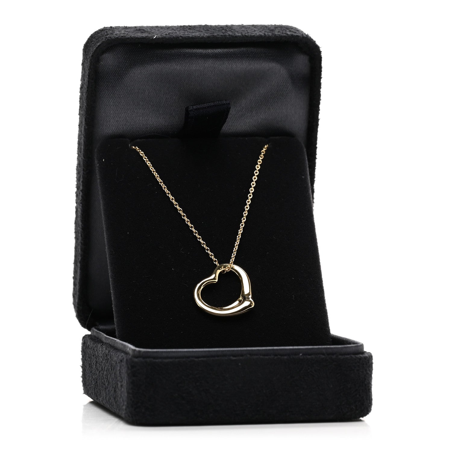 Tiffany 18K Yellow Gold 16mm Elsa Peretti Open Heart Pendant Necklace 6 of 6