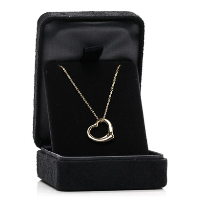 Tiffany 18K Yellow Gold 16mm Elsa Peretti Open Heart Pendant Necklace 6 of 6