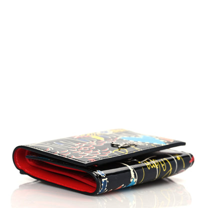Christian Louboutin Patent Loubitag Loubiclutch Graffiti Mini Trifold Wallet Black 4 of 7