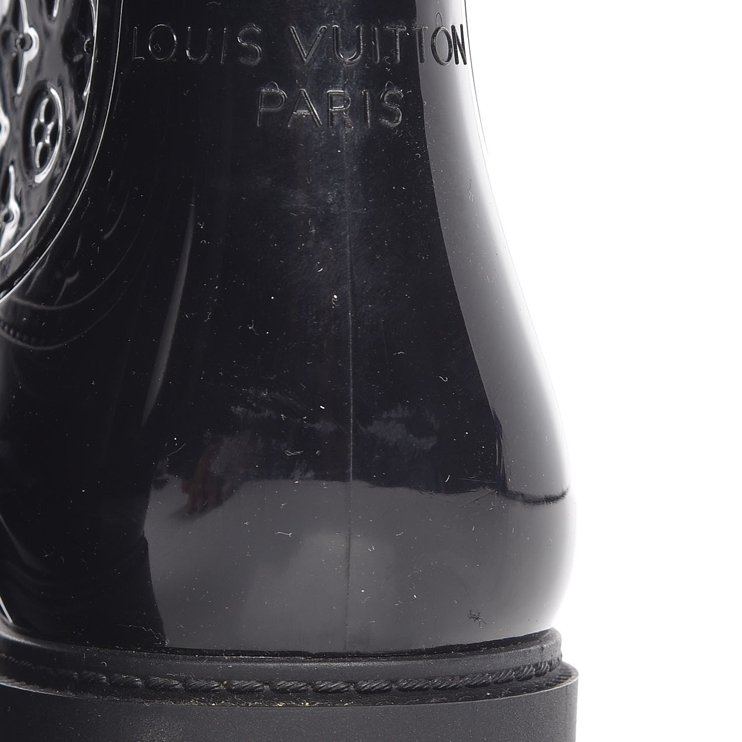 Louis Vuitton Rubber Embossed Monogram Splash Rain Boots 41 Black 9 of 10