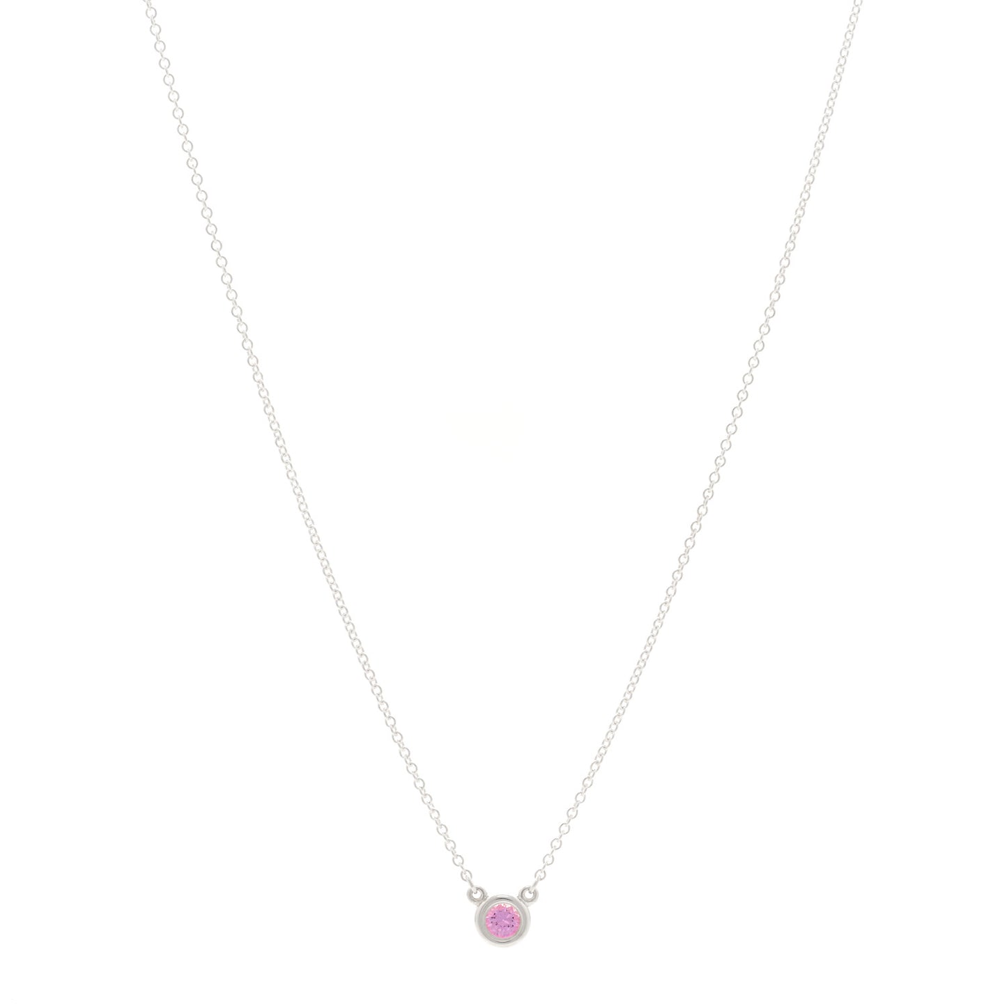 Sterling Silver Pink Sapphire Elsa Peretti Color by the Yard Pendant Necklace