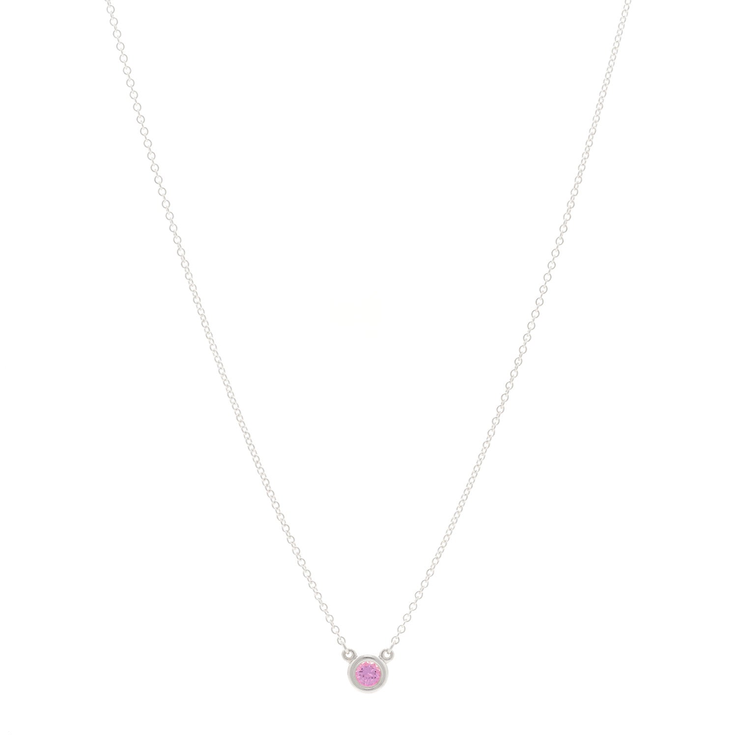 Tiffany Sterling Silver Pink Sapphire Elsa Peretti Color by the Yard Pendant Necklace 1 of 4