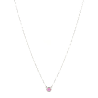 Tiffany Sterling Silver Pink Sapphire Elsa Peretti Color by the Yard Pendant Necklace 1 of 4