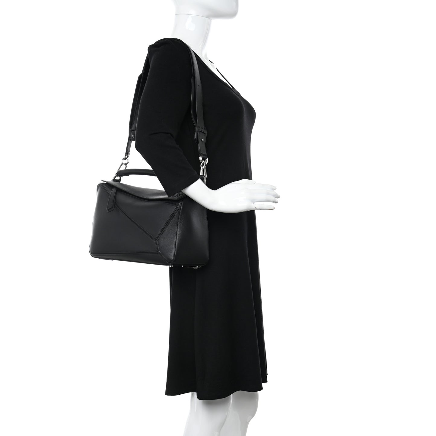 Calfskin Medium Puzzle Bag Black