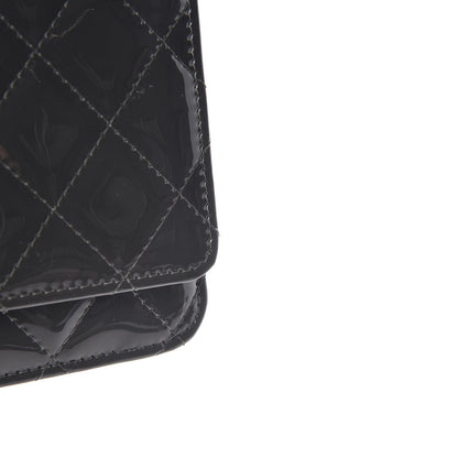 Chanel Patent Quilted Wallet On Chain WOC Dark Gray 9 of 12
