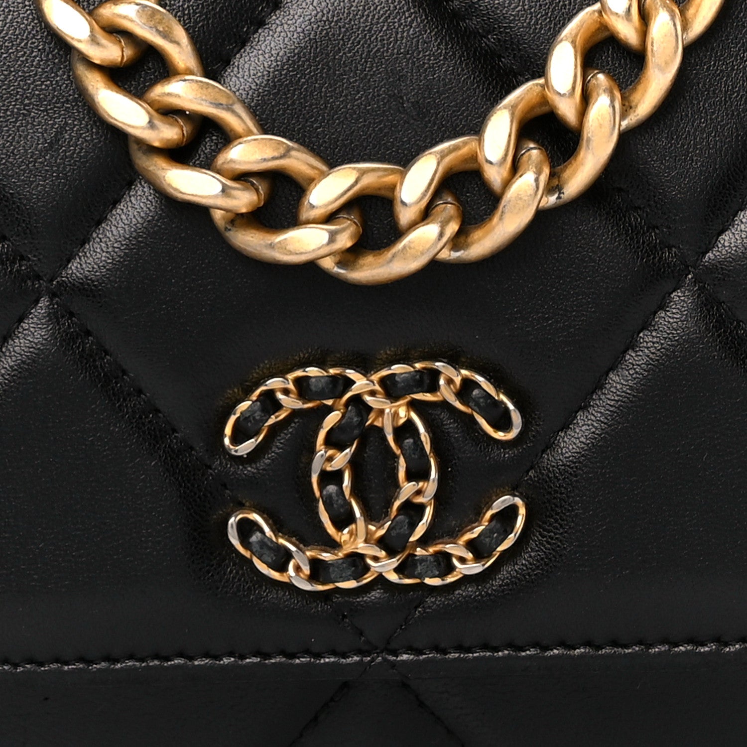 Chanel Lambskin Quilted Chanel 19 Wallet On Chain WOC Black 9 of 11