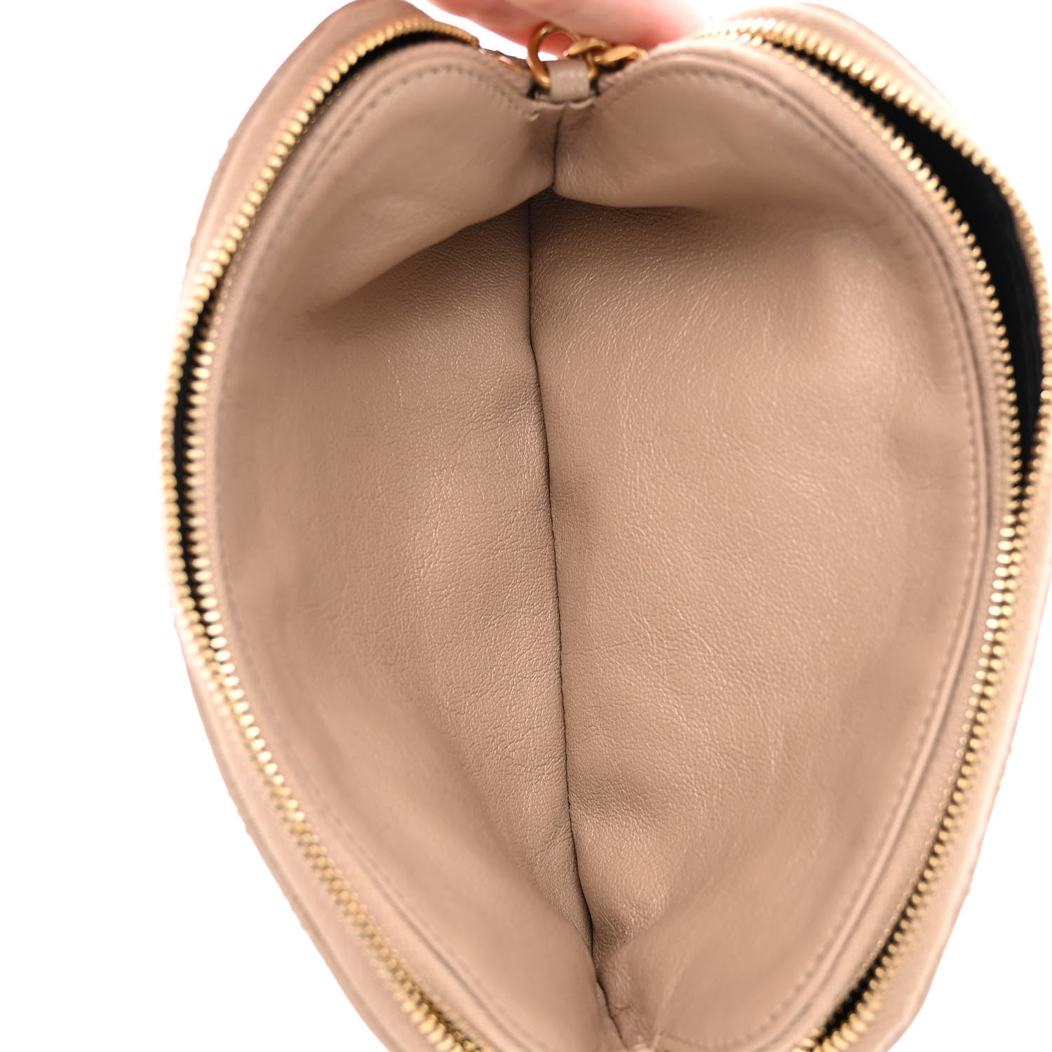 Saint Laurent Grained Lambskin Quilted Mini Becky Double Zip Bag Natural Tan 5 of 11