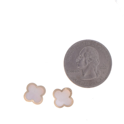 Van Cleef & Arpels 18K Yellow Gold Mother of Pearl Pure Alhambra Earrings 2 of 7