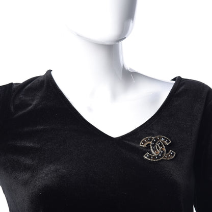 Chanel Bead CC Brooch Black Light Gold 2 of 5