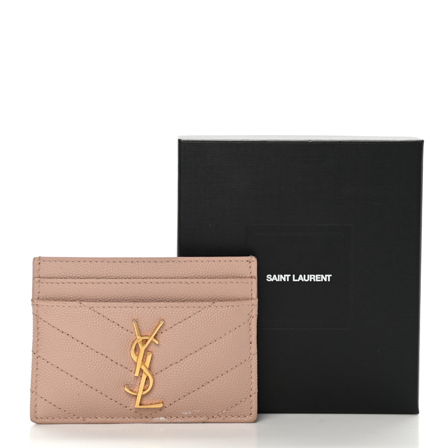 Grain De Poudre Matelasse Chevron Monogram Credit Card Case Pale Pink