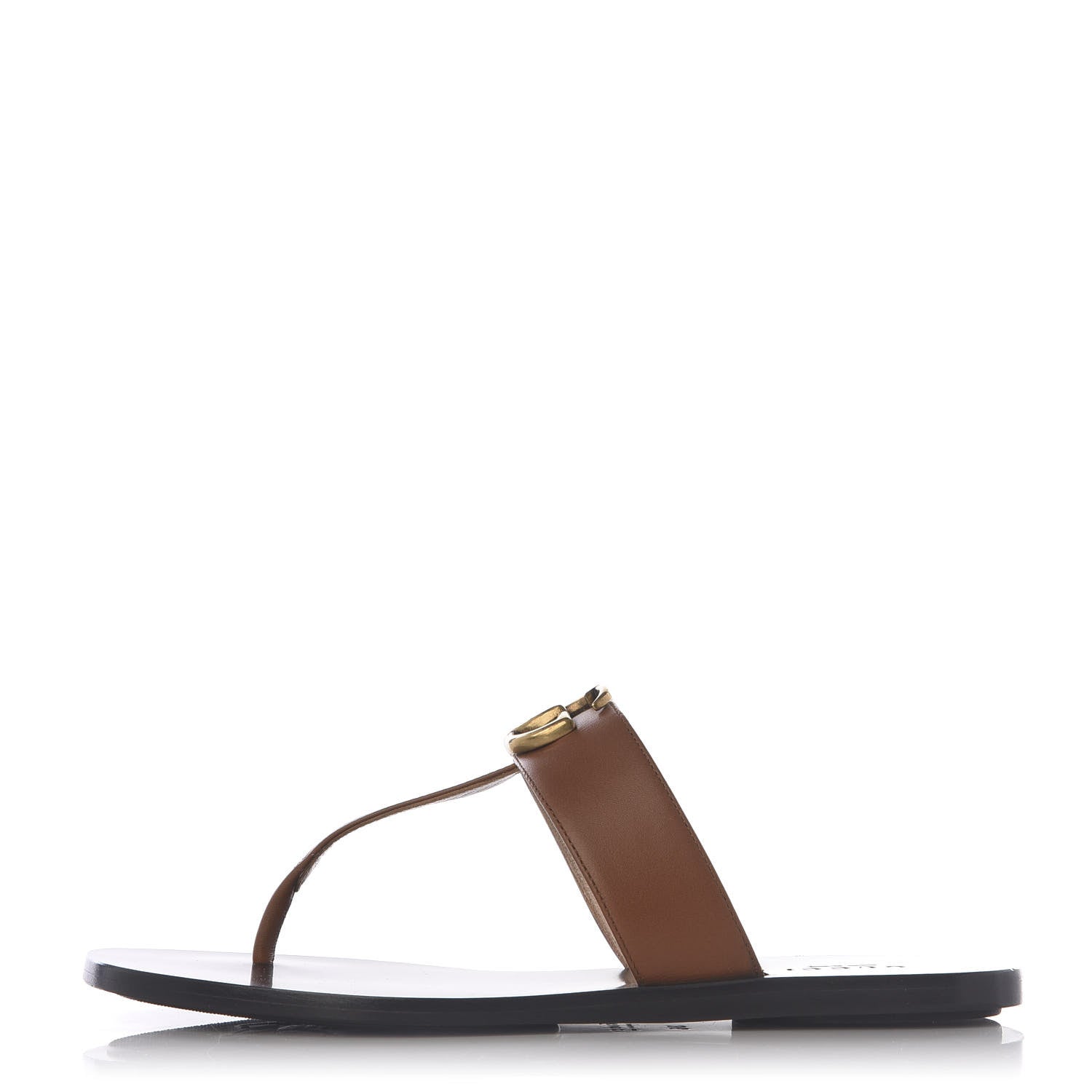 Gucci Calfskin GG Marmont Thong Sandals 36 Cognac 1 of 9