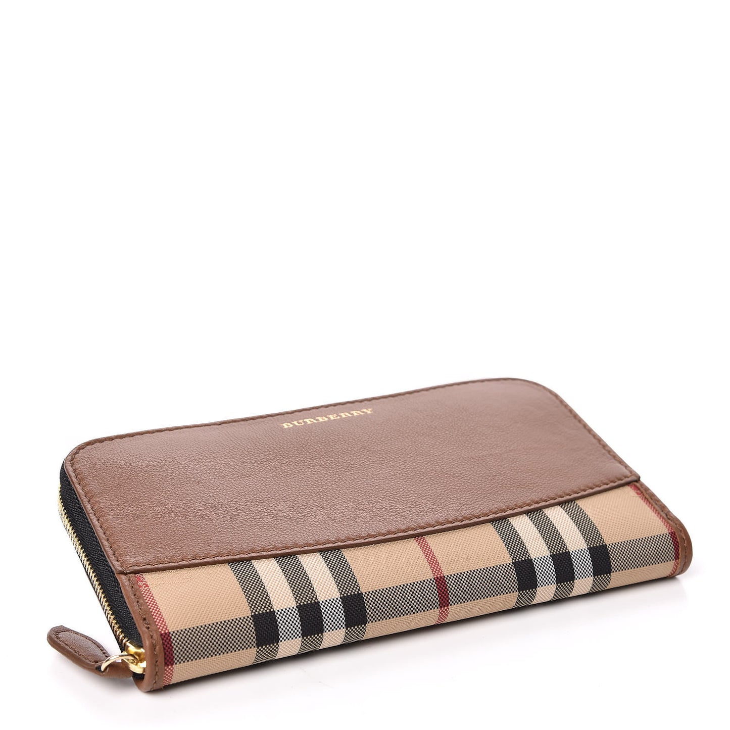 Calfskin Haymarket Check Elmore Zip Around Wallet Tan