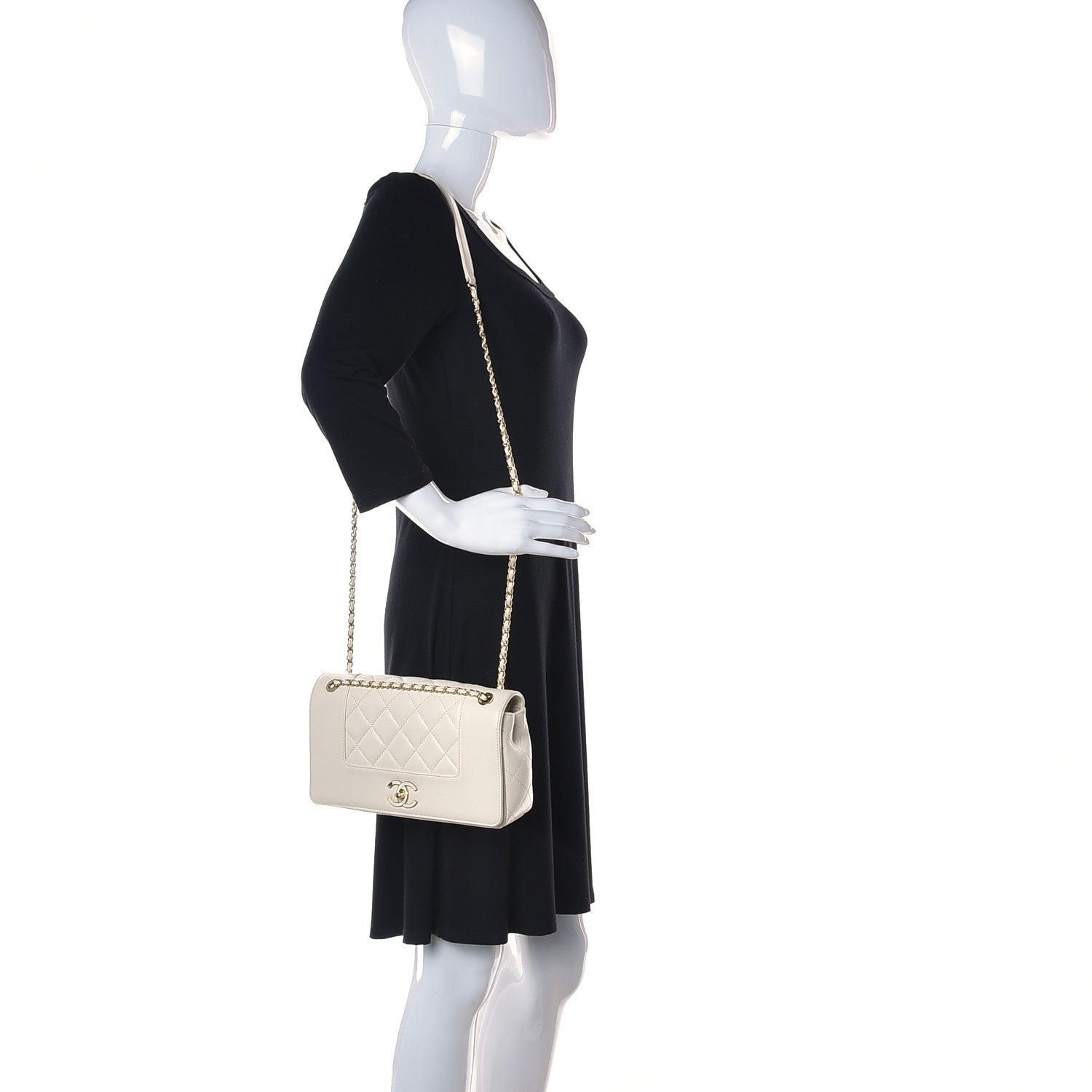 Chanel Sheepskin Quilted Vintage Mademoiselle Flap White 3 of 14