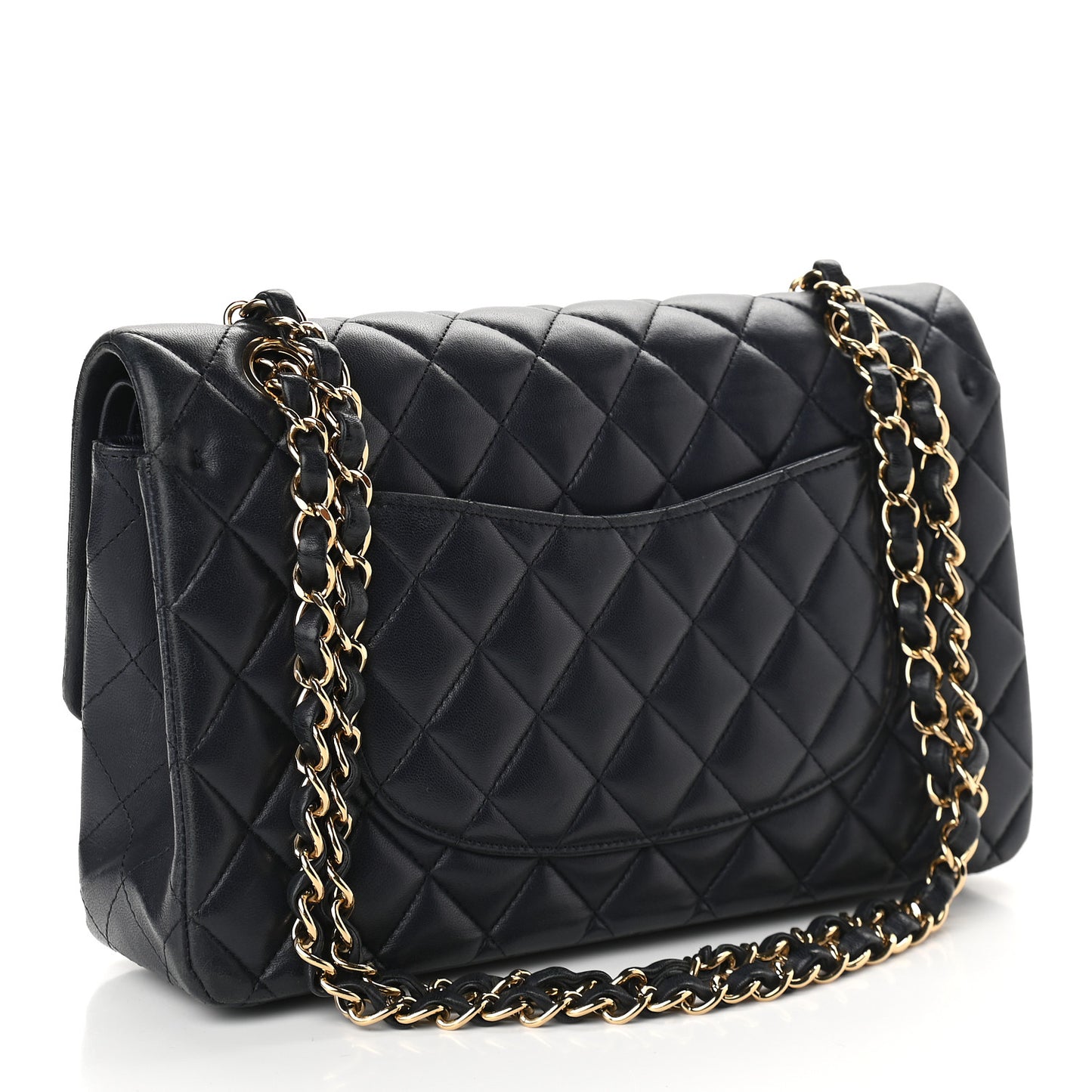 Lambskin Quilted Medium Double Flap Navy