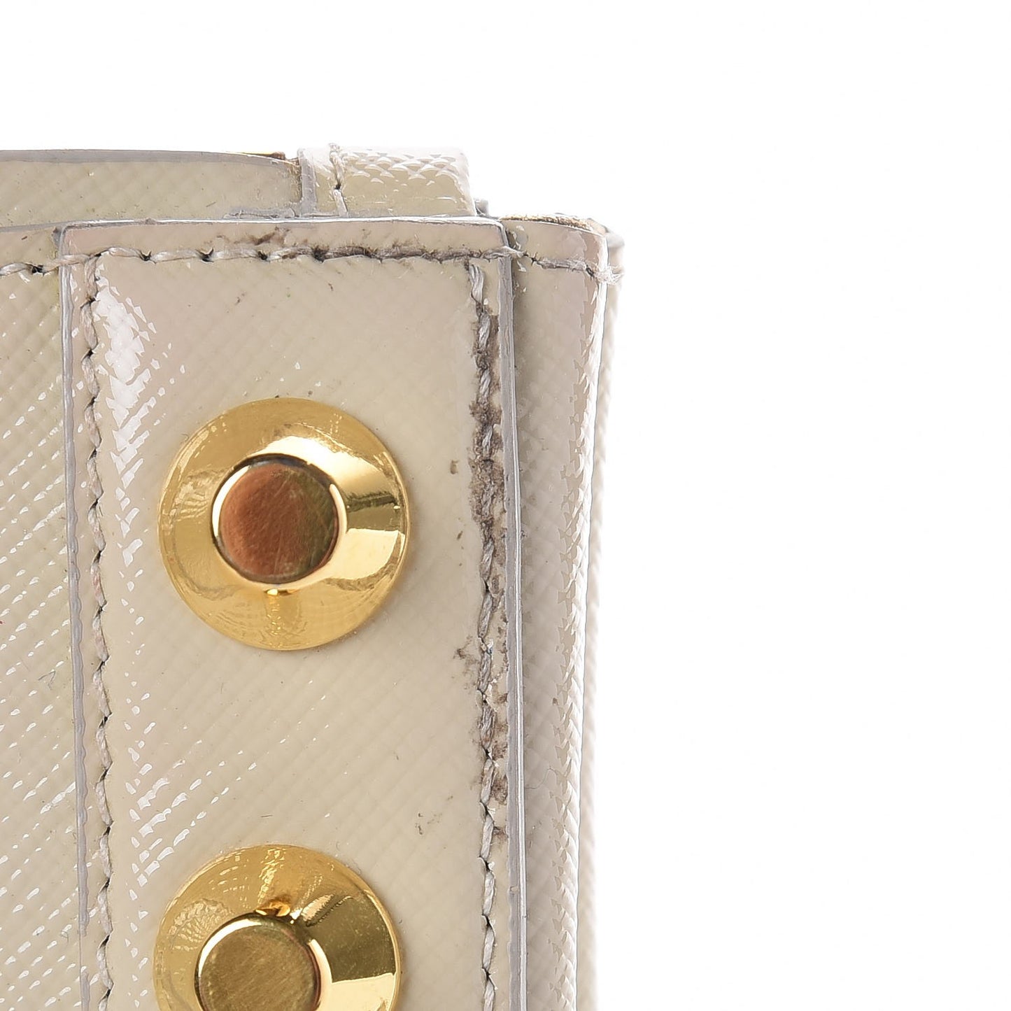 Saffiano Vernice Studded Clutch Talco