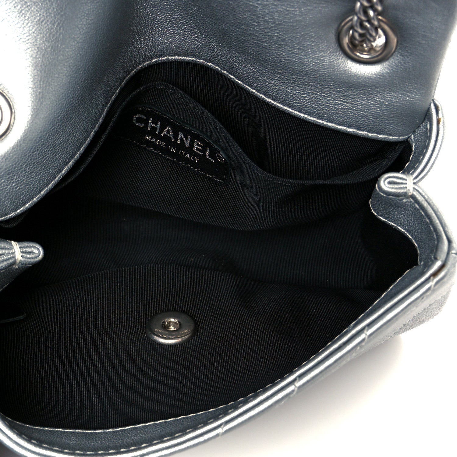 Chanel Metallic Lambskin Chevron Quilted Mini Rectangular Flap Silver 5 of 11