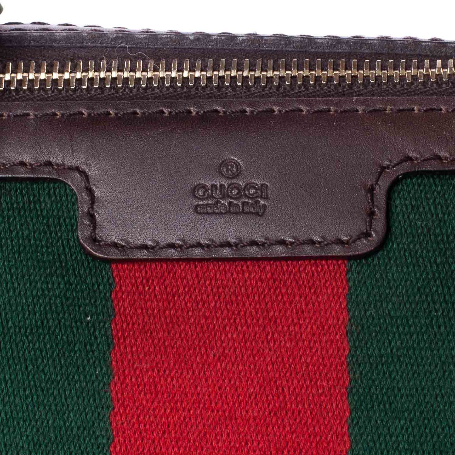 Gucci Monogram Selleria Calfskin Vintage Web Medium Boston Beige Ebony Cocoa 6 of 9