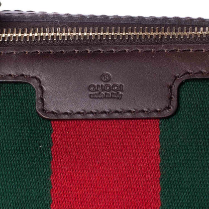 Gucci Monogram Selleria Calfskin Vintage Web Medium Boston Beige Ebony Cocoa 6 of 9