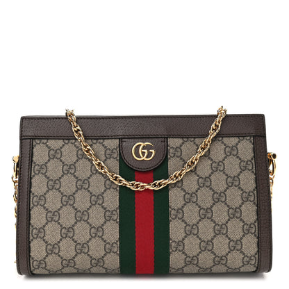 Gucci GG Supreme Monogram Web Small Ophidia Chain Shoulder Bag Brown 1 of 11