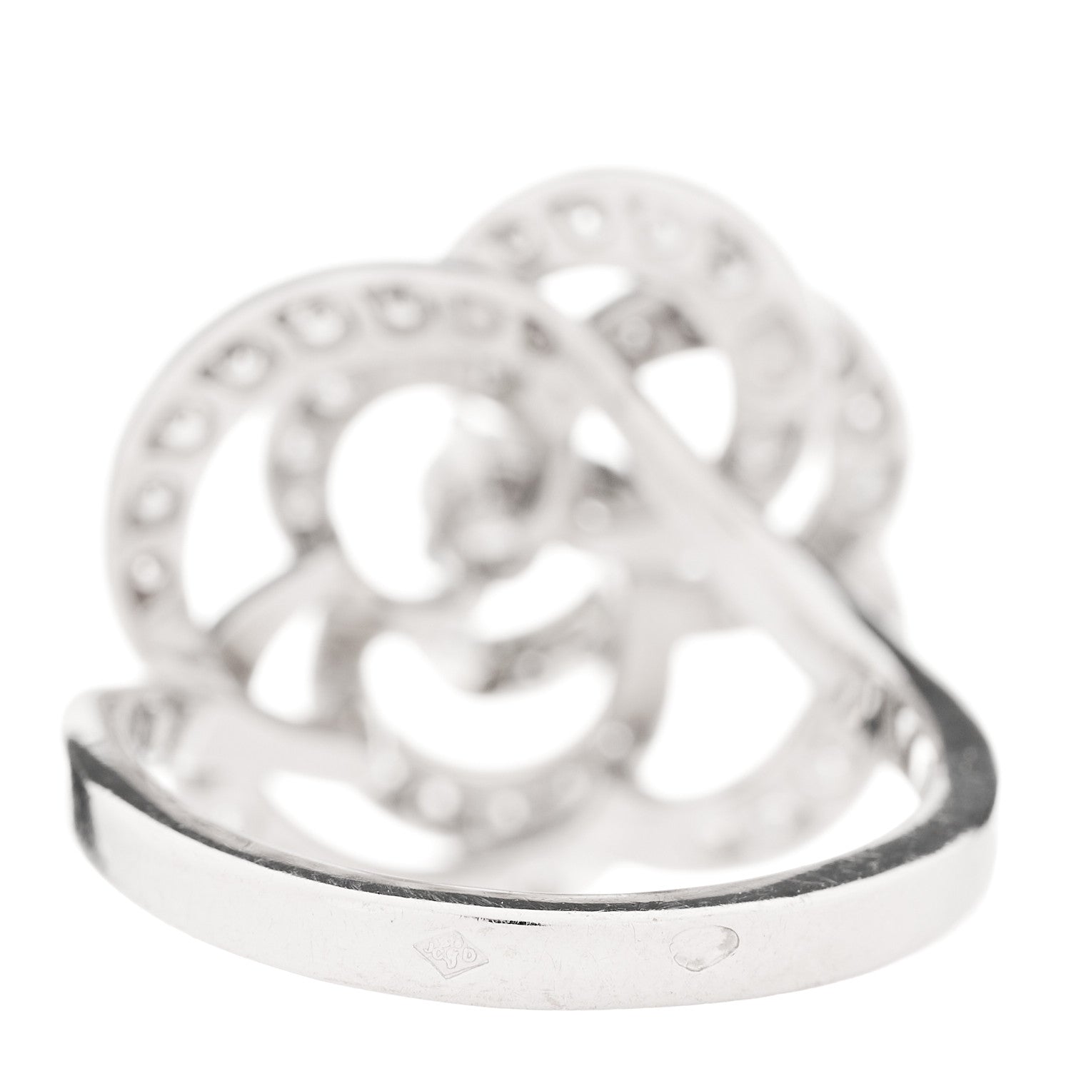 Chanel 18K White Gold Diamond Fil de Camelia Ring 52 6 3 of 4