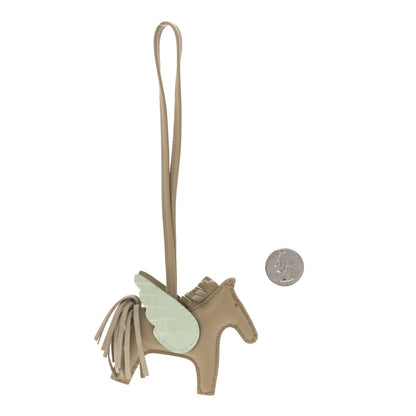 Hermes Milo Lambskin Matte Alligator Touch Grigri Rodeo Pegase Horse Bag Charm PM Beige Marfa Vert D'eau 2 of 4