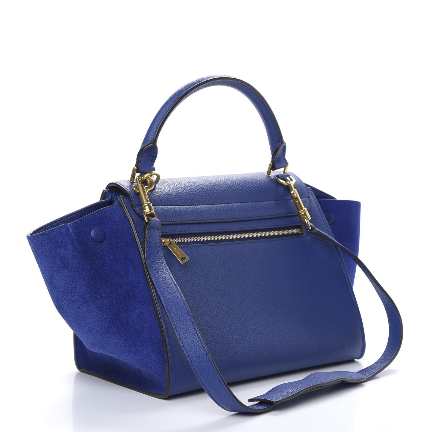 Drummed Calfskin Suede Small Trapeze Indigo