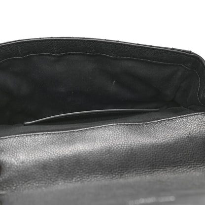 Saint Laurent Grained Calfskin Tri-Quilt Monogram Medium College Bag Black White 12 of 14